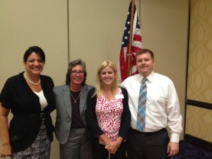 Lisa Gelsomini, Donna Mullins, Laurie Arnold and Craig Clark after the AIFBA / Avalon Risk Management luncheon program.